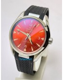 OMEGA SEAMASTER AQUA TERRA RED RUBBER STRAP SWISS AUTOMATIC WATCH