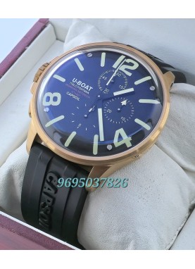 U BOAT Capsoil Titanio Black Rubber Strap Watch
