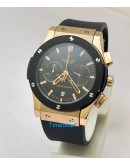 Hublot Classic Fusion Chronograph Rose Gold Black Rubber Strap Watch