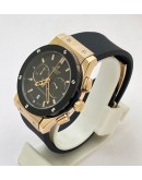 Hublot Classic Fusion Chronograph Rose Gold Black Rubber Strap Watch