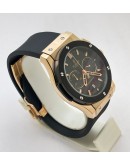 Hublot Classic Fusion Chronograph Rose Gold Black Rubber Strap Watch