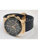 Hublot Classic Fusion Chronograph Rose Gold Black Rubber Strap Watch