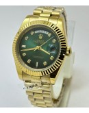 Rolex Day-Date Diamond Mark Green Golden Swiss Automatic Watch