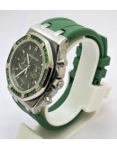 Audemars Piguet Chronometer Green Emerald Bezel Green Rubber Strap Watch