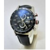 TAG HEUER CARRERA CALIBRE 16 DAY DATE  LEATHER STRAP WATCH