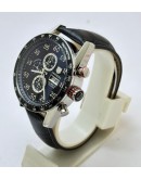 TAG HEUER CARRERA CALIBRE 16 DAY DATE  LEATHER STRAP WATCH