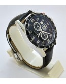 TAG HEUER CARRERA CALIBRE 16 DAY DATE  LEATHER STRAP WATCH