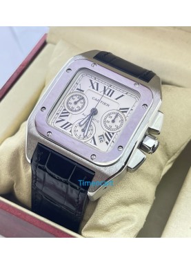 Cartier Santos 100 Swiss ETA Valjoux 7750 Steel  Watch