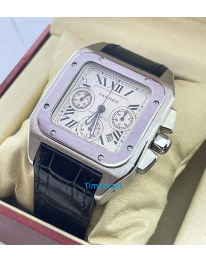 Cartier Santos 100 Swiss ETA Valjoux 7750 Steel  Watch