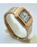 Cartier Santos Horloge Skeleton Rose Gold Watch