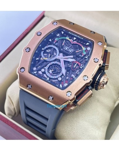 Richard Mille Mclaren F1 Rose Gold Grey Rubber Strap Swiss Automatic Watch