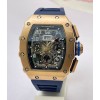 Richard Mille RM11 Rose Gold Blue Rubber Strap Swiss Automatic Watch