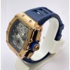 Richard Mille RM11 Rose Gold Blue Rubber Strap Swiss Automatic Watch