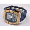 Richard Mille RM11 Rose Gold Blue Rubber Strap Swiss Automatic Watch