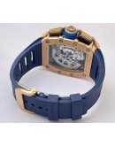 Richard Mille RM11 Rose Gold Blue Rubber Strap Swiss Automatic Watch