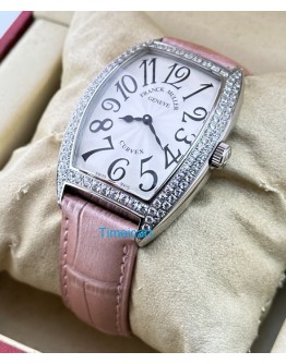 Franck Muller Cintrée Curvex Pink Strap Ladies Watch