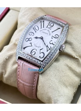Franck Muller Cintrée Curvex Pink Strap Ladies Watch