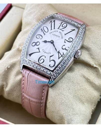 Franck Muller Cintrée Curvex Pink Strap Ladies Watch