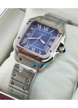 Cartier Santos 100 Steel Blue Swiss Automatic Ladies Watch