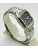 Cartier Baignoire Blue Leather Strap Watch