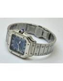 Cartier Baignoire Blue Leather Strap Watch