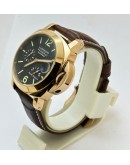 Panerai Power Reserve Rose Gold Leather Strap Swiss Automatic Watch