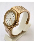 Audemars Piguet Royal Oak Rose Gold White Swiss ETA Valjoux 7750 Automatic Watch