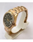 Rolex Sky Dweller Brown Rose Gold Swiss ETA Automatic 7750 Valjoux Movement Watch