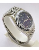 Rolex Date-Just Roman Mark Blue Steel Swiss ETA Automatic 2836 Valjoux Movement Watch