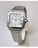 Cartier Santos 100 Steel White Swiss Automatic Ladies Watch