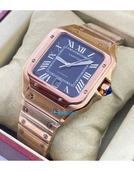 Cartier Santos 100 Black Rose Gold Swiss Automatic Watch