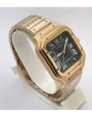 Cartier Santos 100 Black Rose Gold Swiss Automatic Watch