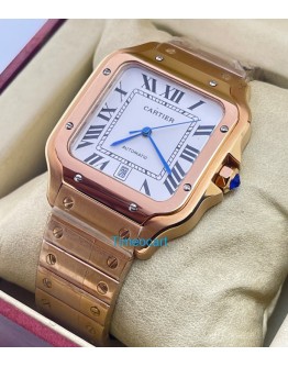 Cartier Santos 100 White Rose Gold Swiss Automatic Watch