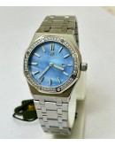 Audemars Piguet Royal Oak Diamond Sky Blue Mother of Pearl Ladies Watch