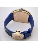 Franck Muller Vanguard Diamond Blue Leather Strap Swiss ETA Automatic Watch