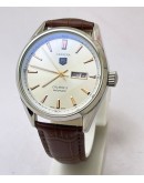 Tag Heuer Carrera Calibre 5 Day-Date Leather Strap White Swiss Automatic Watch