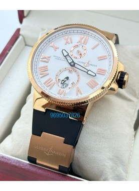 Ulysse Nardin Maxi Marine Rose Gold White Rubber Strap Swiss Automatic Watch