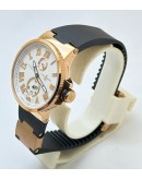 Ulysse Nardin Maxi Marine Rose Gold White Rubber Strap Swiss Automatic Watch