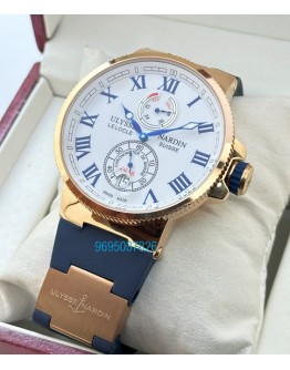 Ulysse Nardin Maxi Marine Chronometer White Blue Rubber Strap Swiss Automatic Watch