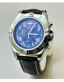 Breitling Chronomat Chronograph Black Leather Strap Watch
