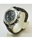 Breitling Chronomat Chronograph Black Leather Strap Watch