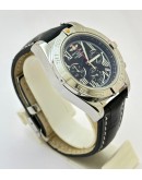 Breitling Chronomat Chronograph Black Leather Strap Watch