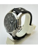 I W C Big Pilot Grey Black Leather Swiss Automatic Watch