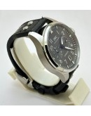 I W C Big Pilot Grey Black Leather Swiss Automatic Watch