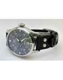 I W C Big Pilot Grey Black Leather Swiss Automatic Watch