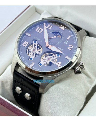 I W C Big Pilot Double Tourbillon Grey Steel Swiss Automatic Watch