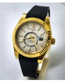 Rolex Sky Dweller White Black Rubber Strap Swiss ETA Automatic Watch