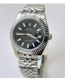 Rolex Date-Just Stick Mark Black Steel Swiss Automatic Watch