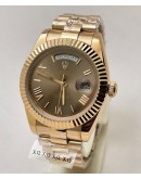 Rolex Day-Date Roman Mark Brown Rose Gold Swiss Automatic Watch