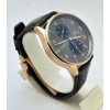 I W C Portugieser Chronograph Rose Gold Black Leather Strap  Swiss Automatic Watch